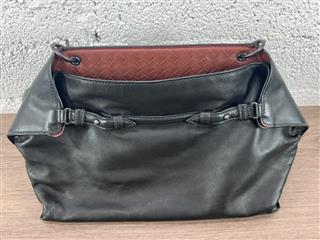 BOTTEGA VENETA HANDBAG BLACK & BROWN, DUST BAG ENTRUPY CERT W. MIRROR